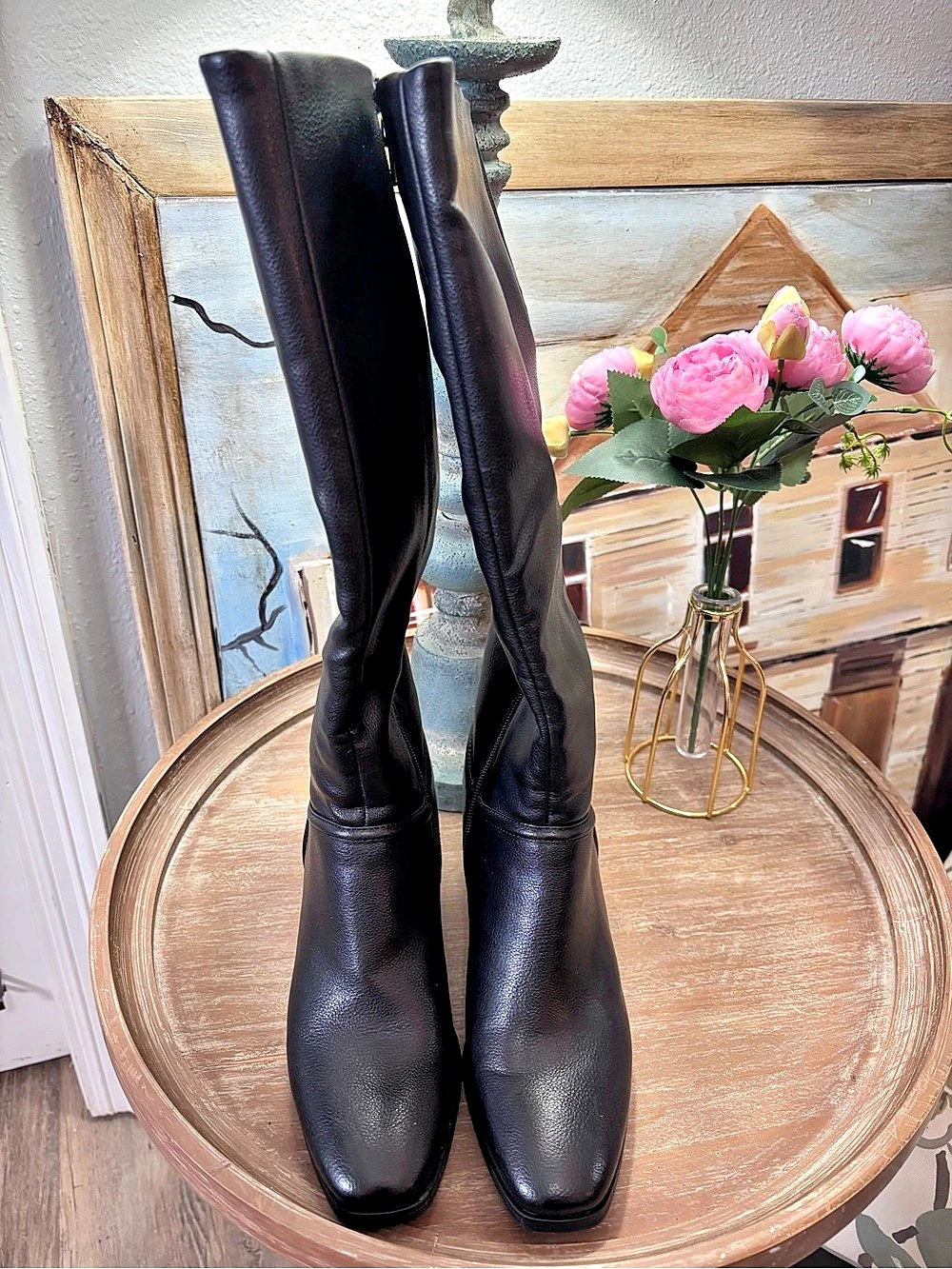 Baretraps Thalia Black Heeled Knee-High Boots Size 7 - Picture 2 of 8